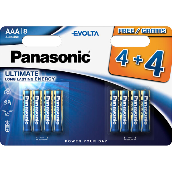 Panasonic Evolta AAA alkalické batérie, 4+4 ks