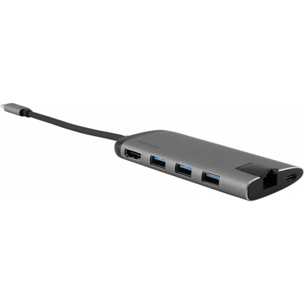 Verbatim USB-C Multiport HUB, 3x USB 3.0, 1x USB-C, HDMI, LAN, SD, microSD dokovacia stanica šedá - Dokovacie stanice - Hlavný obrázok