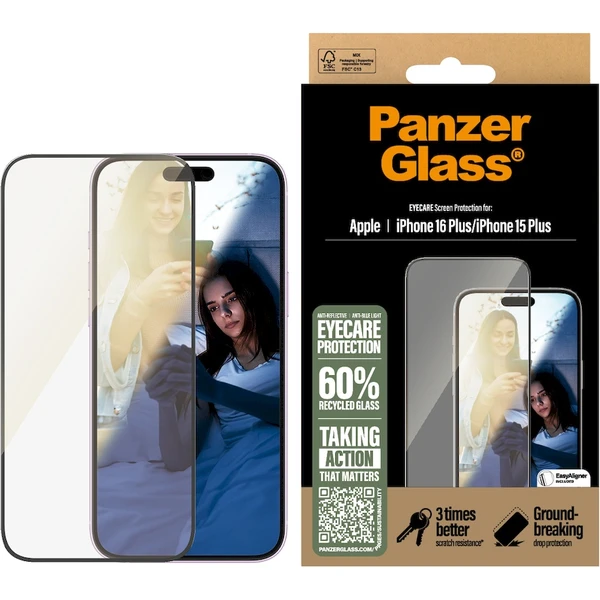 PanzerGlass® EyeCare sklo s antireflexnou vrstvou iPhone 16 Plus/15 Plus - Ochranné fólie a sklo - Obrázok RC08000P01