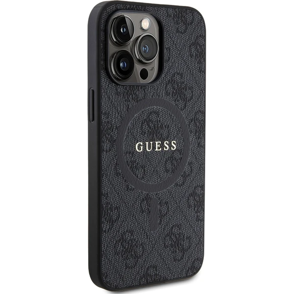 Guess PU Leather 4G Colored Ring MagSafe kryt iPhone 15 Pro Max čierny - Puzdra - Obrázok RF72000N01