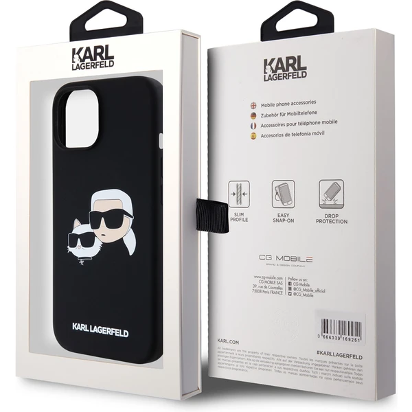 Karl Lagerfeld Liquid Silicone Double Heads Magsafe zadný kryt iPhone 15 Pro Max čierny - Puzdra - Obrázok RFP5000J01
