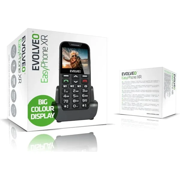 EVOLVEO EasyPhone XR mobilný telefón pre seniorov s nabíjacím stojanom čierna - Mobilné telefóny - Obrázok RFU6000P01