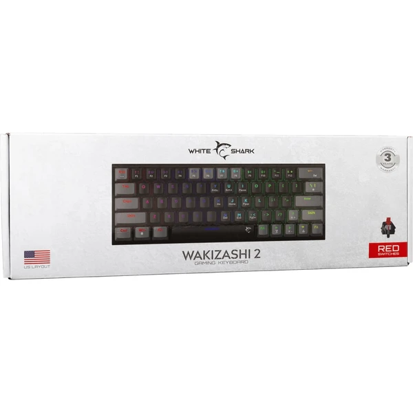 White Shark WAKIZASHI 2 Red (US) čiernošedá - Klávesnice - Obrázok RGRG000K01
