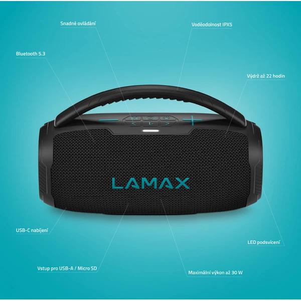 LAMAX PartyGo1 Mini bezdrôtový reproduktor čierny - Reproduktory - Obrázok RGSL000K01