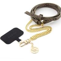 Guess Crossbody Popruh PU 4G Chain with Charm zlatý/hnedý - Popruhy a crossbody