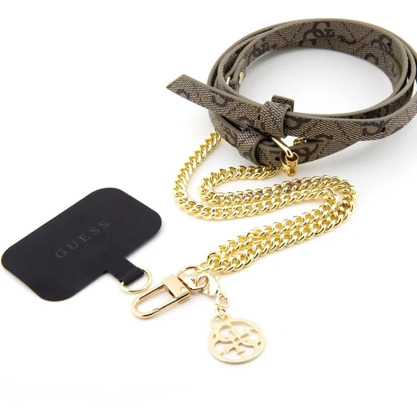 Guess Crossbody Popruh PU 4G Chain with Charm zlatý/hnedý - Popruhy a crossbody - Hlavný obrázok
