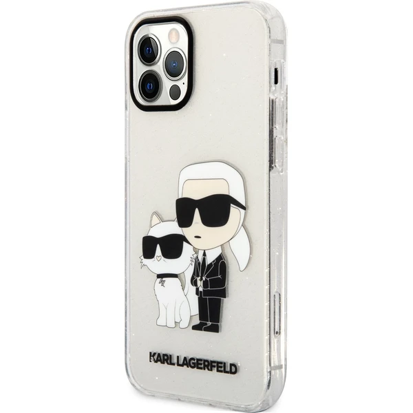 Karl Lagerfeld IML Glitter Karl a Choupette NFT kryt iPhone 12/12 Pro číry - Puzdra - Obrázok RIJYF00101
