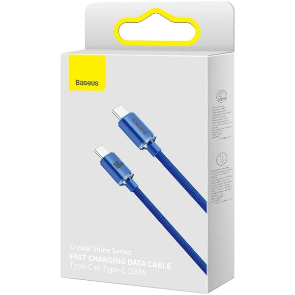 Baseus CAJY000603 Crystal Shine Series Dátový Kábel USB-C - USB-C 100W 1,2m Blue - Káble - Obrázok RKRL100501