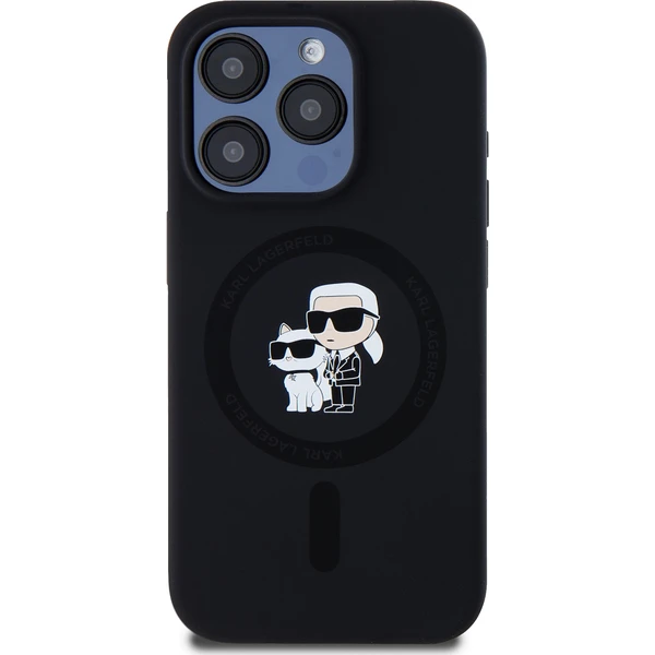 Karl Lagerfeld Liquid Silicone Karl and Choupette Magsafe zadný kryt iPhone 15 Pre čierny - Puzdra - Obrázok RMP5000J01