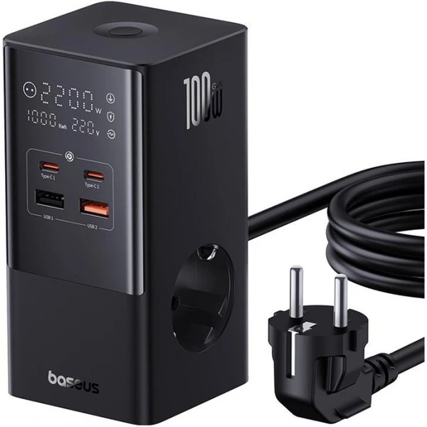 Baseus Nabíjacia stanica PowerCombo Tower 100W EU čierna - Nabíjačky - Hlavný obrázok