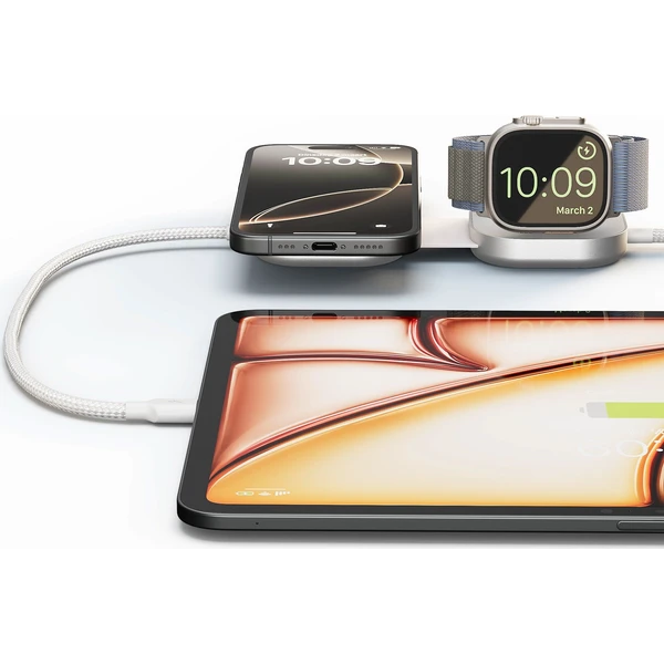 ZENS USB C-C Pro 3 MagSafe/Qi2 3v1 nabíjačka s USB-C káblom (140W) biela - Nabíjačky - Obrázok RQAL000K01