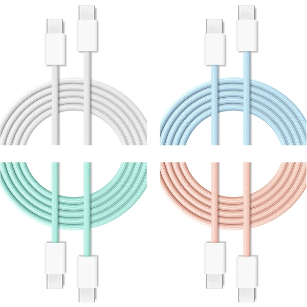 Cubenest zapletený USB-C/USB-C napájací kábel 60W 1m farebné 4ks - Káble a redukcie - Hlavný obrázok