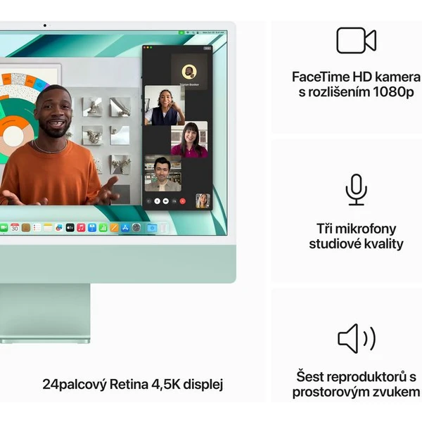 Apple iMac 24" M3 (2023) 8GPU/8GB/256GB zelený - Stolné počítače - Obrázok RX47000701