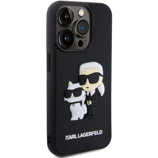 Karl Lagerfeld 3D Rubber Karl and Choupette kryt iPhone 15 Pre čierny - Puzdra - Obrázok RXM6000701