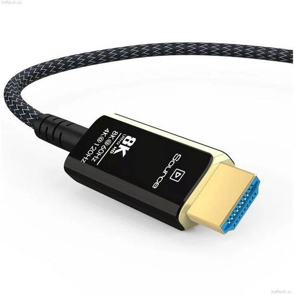 PremiumCord HDMI 2.1/HDMI 2.1 optický kábel s ethernetom 8K 5m čierny/biely - Káble a redukcie - Obrázok RXR8700301