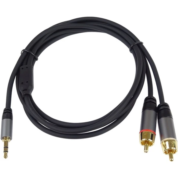 PremiumCord HQ 3,5mm/2x CINCH kábel 3m čierny - Káble a redukcie - Obrázok RYTU000501
