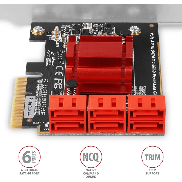 AXAGON PCES-SA6 PCIe radič 6x interný SATA 6G port - Radiče - Obrázok S0J0000P01