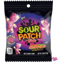 Kyslé žuvacie cukríky Sour Patch Kids Glow Ups - Jahoda a melón 87 g - Cukrovinky