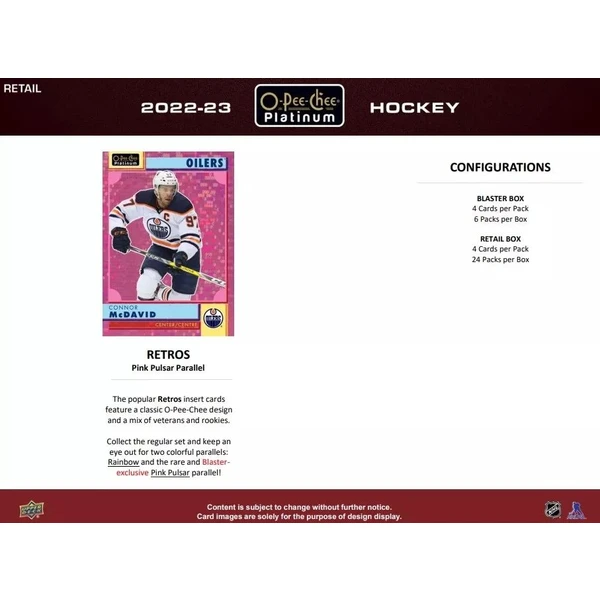 Hokejové karty Upper Deck O-Pee-Chee Platinum Hockey Blaster Box 2022-23 - Hokejové karty - Obrázok S0M3000L01