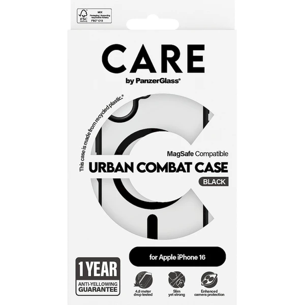 PanzerGlass® CARE kryt Apple iPhone 16 MagSafe Urban Combat čierny/čierny - Puzdra - Obrázok S108000P01