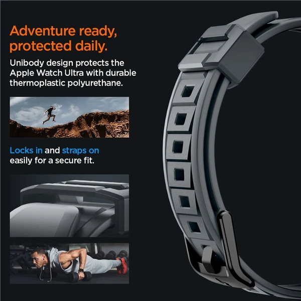 Spigen Rugged Armor Pro remienok s puzdrom Apple Watch Ultra 3/2/1 (49mm) sivý - Remienky - Obrázok S1A1000P01
