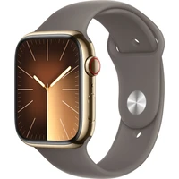Apple Watch Series 9 Cellular 45mm Zlatá oceľ s ílovo šedým športovým remienkom S/M - Inteligentné hodinky