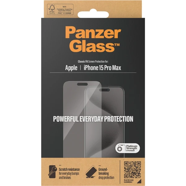 PanzerGlass Classic Fit ochranné sklo Apple iPhone 15 Pro Max - Ochranné fólie a sklo - Obrázok S1TS100501