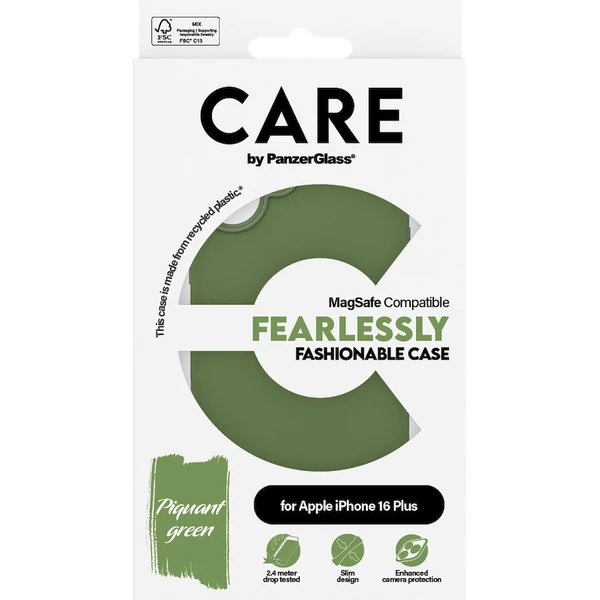 PanzerGlass® CARE kryt Apple iPhone 16 Plus MagSafe Fearlessly zelený - Puzdra - Obrázok S208000P01