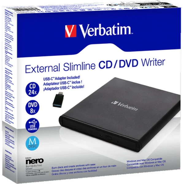 VERBATIM externá mechanika DVD-RW napaľovačka USB 2.0 čierny + NERO - Optické mechaniky - Obrázok S353000O01