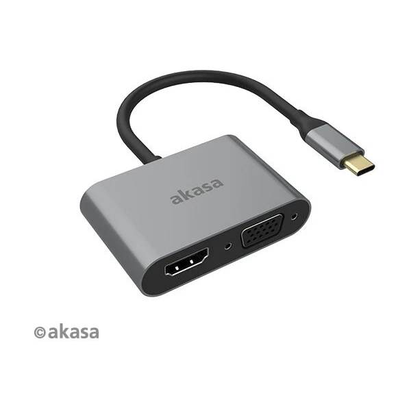 Akasa USB-C/HDMI + VGA redukcia 0,18 m sivá - Káble a redukcie - Obrázok S35X600301