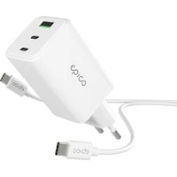Epico UltraBoost GaN 65W sieťový adaptér EA65 s 1,2 m USB-C na USB-C káblom biely - Nabíjačky
