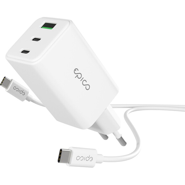 E-shop Epico UltraBoost GaN 65W sieťový adaptér EA65 s 1,2 m USB-C na USB-C káblom biely