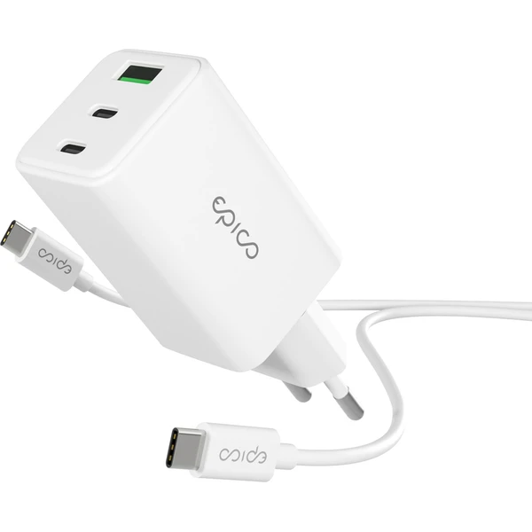 Epico UltraBoost GaN 65W sieťový adaptér EA65 s 1,2 m USB-C na USB-C káblom biely - Nabíjačky - Hlavný obrázok