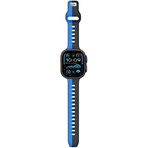 CubeNest Premium Silicon Band remienok Apple Watch 42-49 mm čierny/modrý - Remienky - Obrázok S3UD000O01