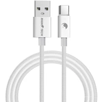 RhinoTech kábel s nylonovým opletom USB-A na USB-C 27W 1M biela - Káble