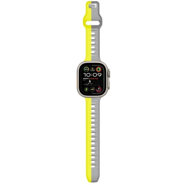 CubeNest Premium Silicon Band remienok Apple Watch 42-49 mm sivý/žltý - Remienky - Obrázok S4UD000O01