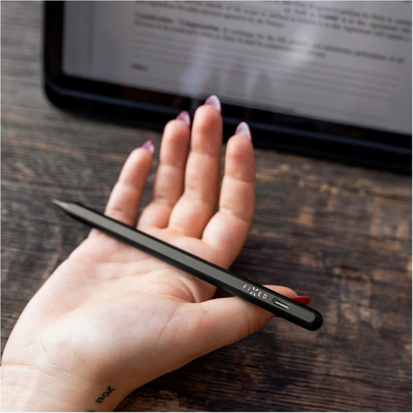 Dotykové pero pre iPady s bezdrôtovým nabíjaním a šikovným tlačidlom FIXED Graphite Pro, čierny - Stylusy - Obrázok S5E4000J01