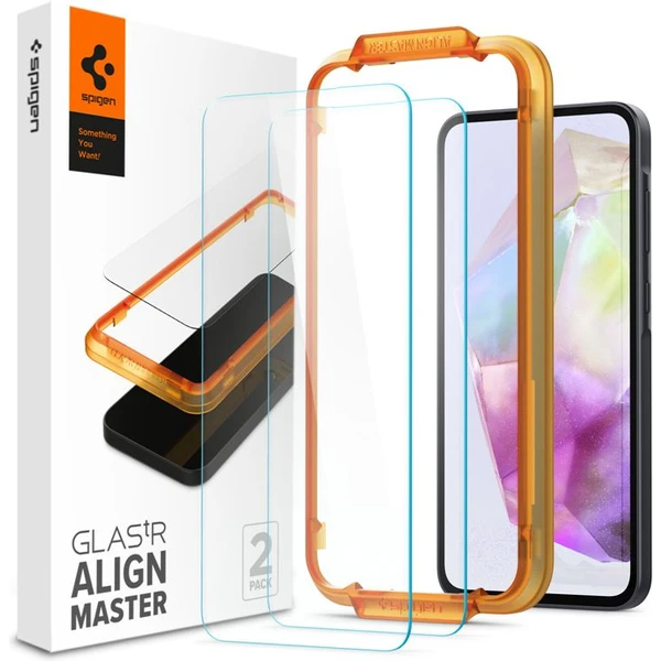 Spigen Glass tR AlignMaster 2 Pack tvrdené sklo Samsung Galaxy A35 - Ochranné fólie a sklo - Hlavný obrázok