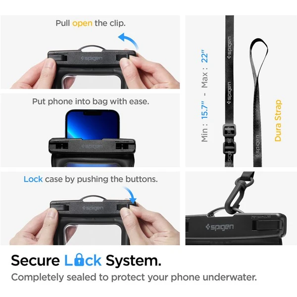 Spigen Aqua Shield Floating vodeodolné púzdro + WaterProof Waist Bag A621 Set čierny - Puzdra - Obrázok S6A4000601