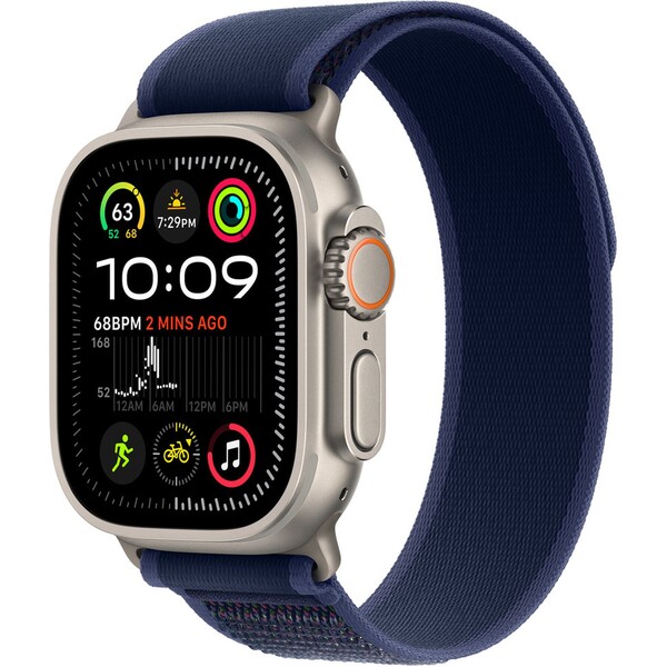 Apple Watch 49/46/45/44mm modrý Trailový ťah s prírodným titánom S/M