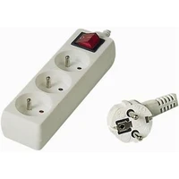 PremiumCord predlžovací prívod 230V 2m 3z. + vypínač, biely - Zásuvky