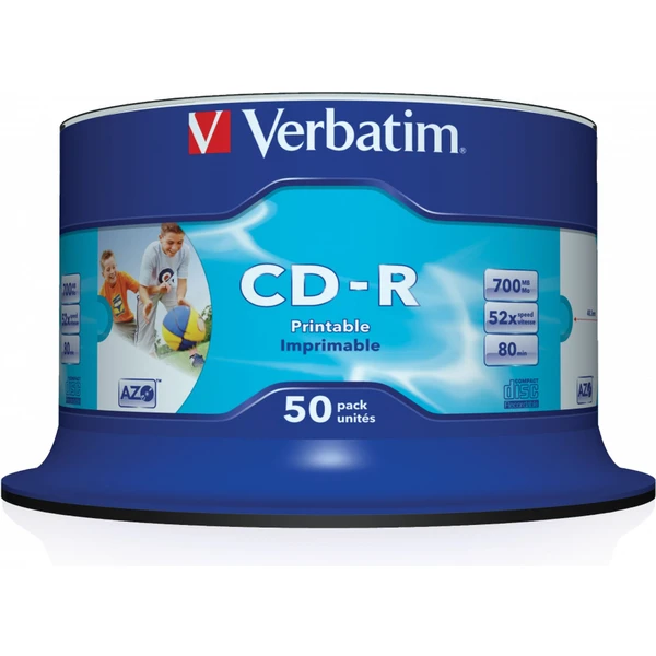 VERBATIM CD-R(50 ks)Spindle/Inkjet Printable/52x/700MB bez loga - Optické disky - Obrázok S7P2000P01