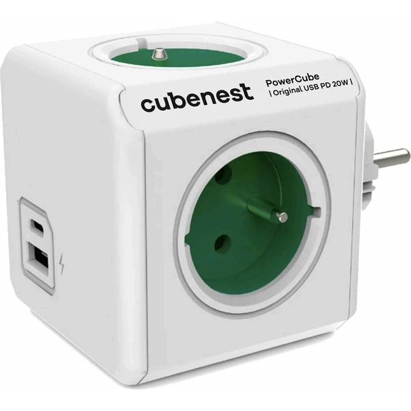 CubeNest PowerCube Original USB PD 20W, A+C, zelená - Zásuvky - Hlavný obrázok