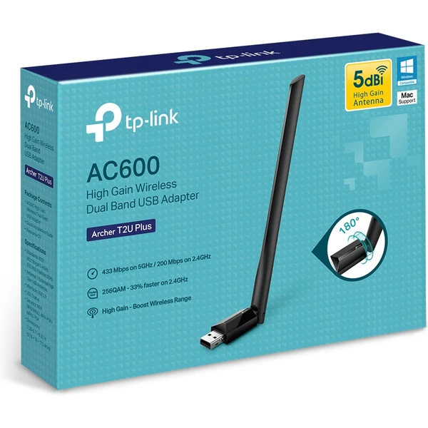 TP-Link Archer T2U Plus WiFi USB adaptér - Sieťové karty - Obrázok S7QFF00101