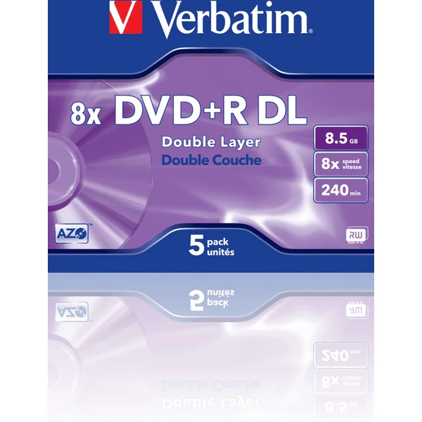 VERBATIM DVD+R(5 ks)DoubleLayer/Jewel/8x/8,5GB - Optické disky - Hlavný obrázok