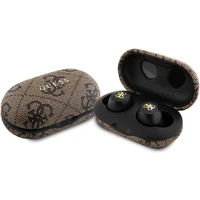 Guess True Wireless 4G PU Metal Logo BT5.3 Stereo Earphones hnedé - Slúchadlá