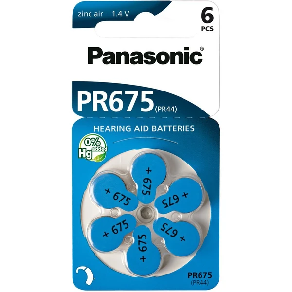 Panasonic PR675 (PR44) zinkovzduchová batéria do načúvadiel (6ks) - Batérie - Hlavný obrázok