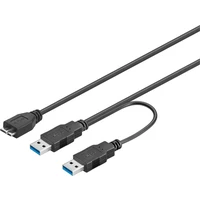 PremiumCord MicroUSB-B/USB-A napájací kábel s dvojitým napájaním 0,3m čierny - Káble a redukcie