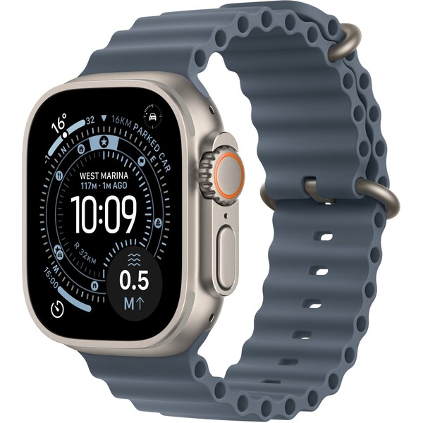 Apple Watch Ultra 3 (2025) 49mm Prírodný titán s oceľovo modrým oceánskym remienkom