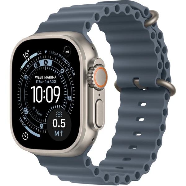 Apple Watch Ultra 3 (2025) 49mm Prírodný titán s oceľovo modrým oceánskym remienkom - Inteligentné hodinky - Hlavný obrázok